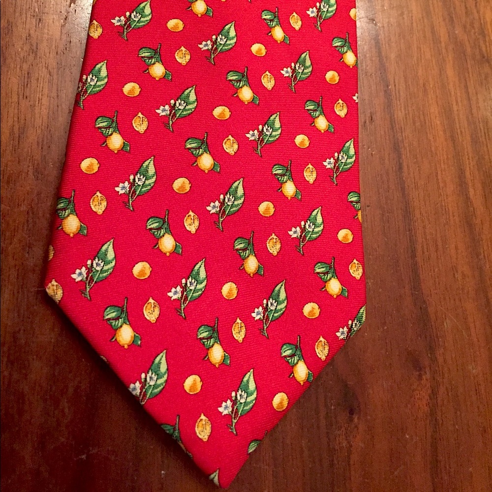 Silk Brooks Brothers Red Tie with lemons